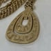 Vintage Signed MONET Teardrop Runway Pendant Necklace Greek Key Chunk Chain 28