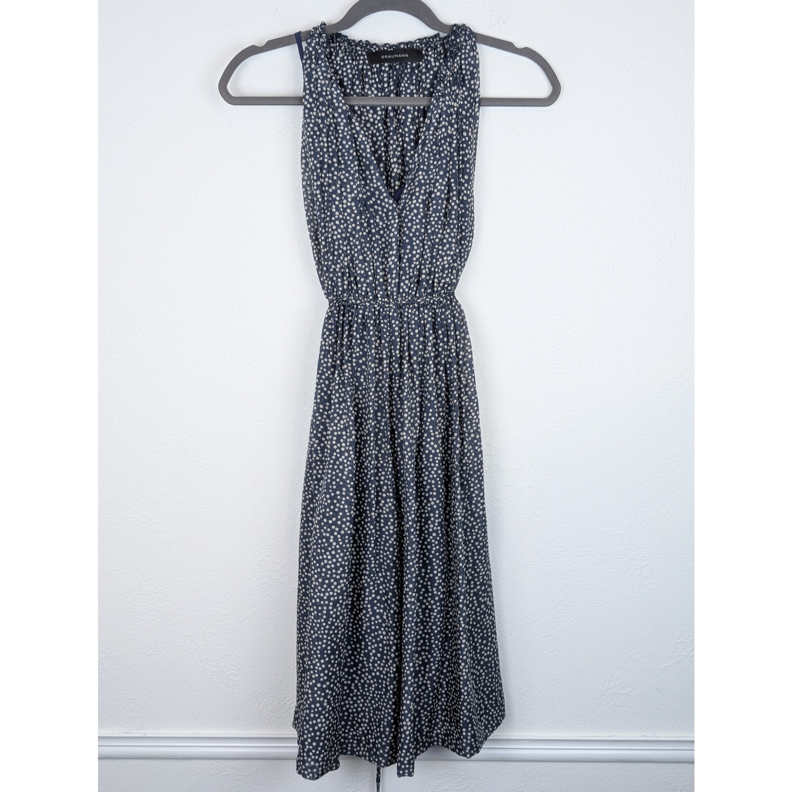 Graumann Dress Polka Dot Flowy Pinup Rockabilly Denmark Designer Blue Size S