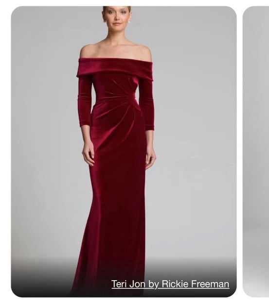 Teri Jon Velvet Off the Shoulder Dress
