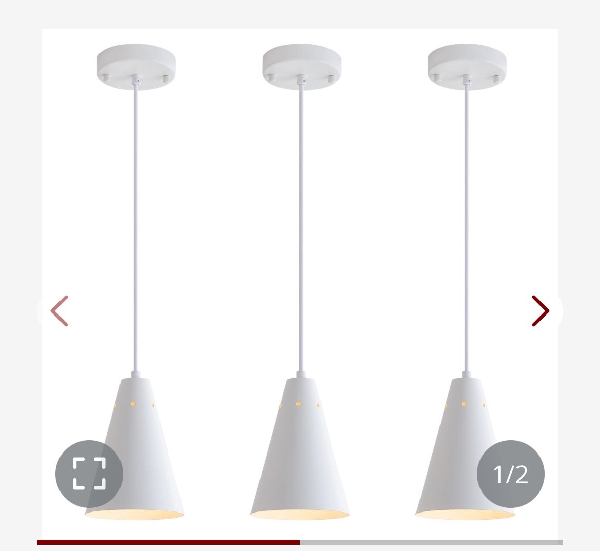 Set of 3 white pendant lights