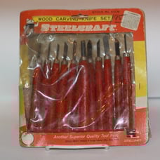 Lot of 12 Vintage Wood Carving Tools Crafts Knifes Steelcraft Original Package