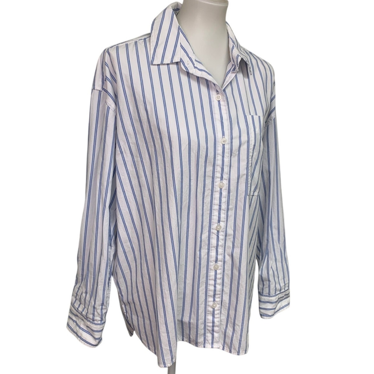 New American Eagle Womens XXL Striped Long Sleeve Collared Button Up Shirt