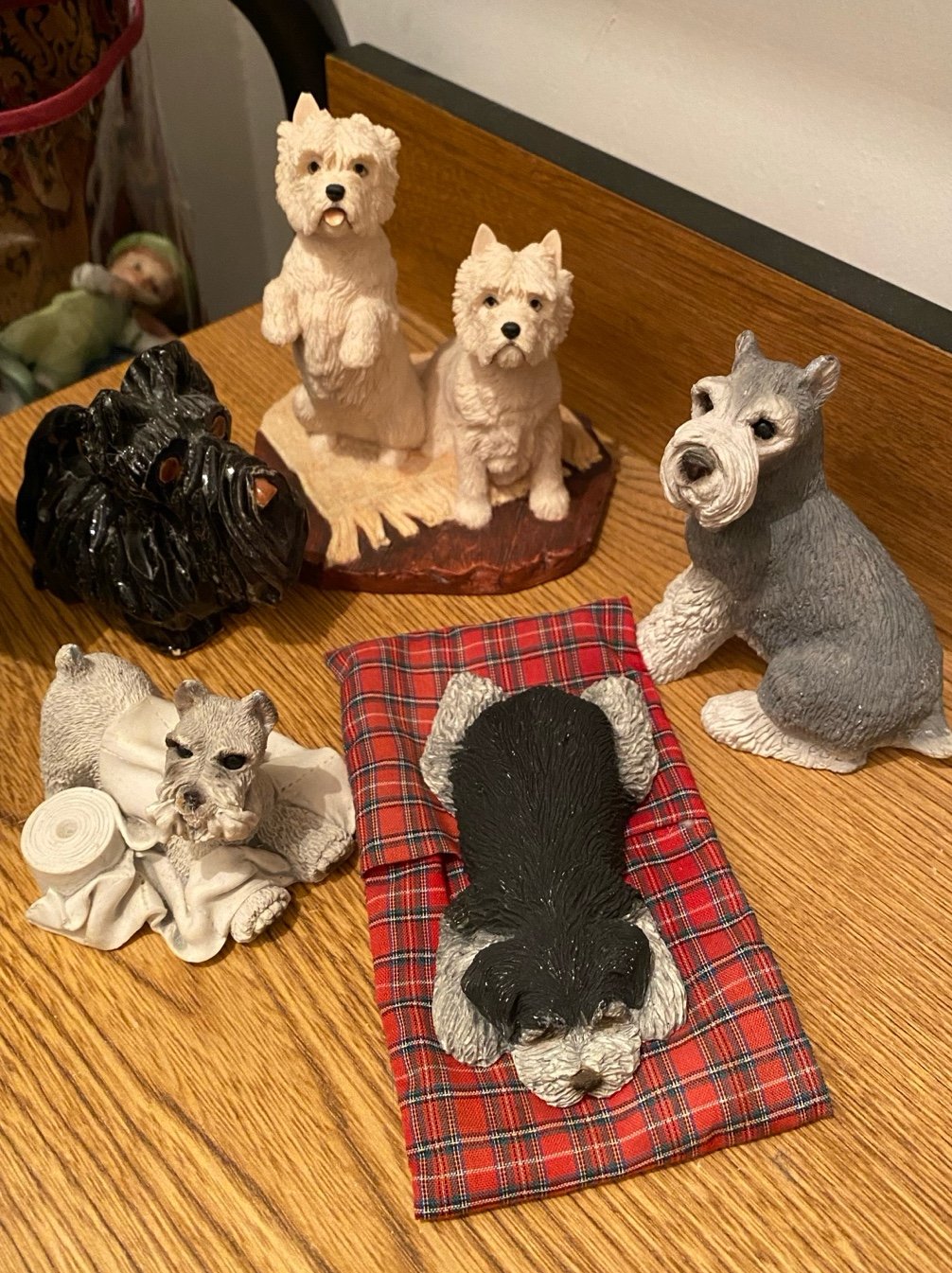 VTG Handpainted Schnauzer Dog Statues Figurines Decor OFFERS WELCOME