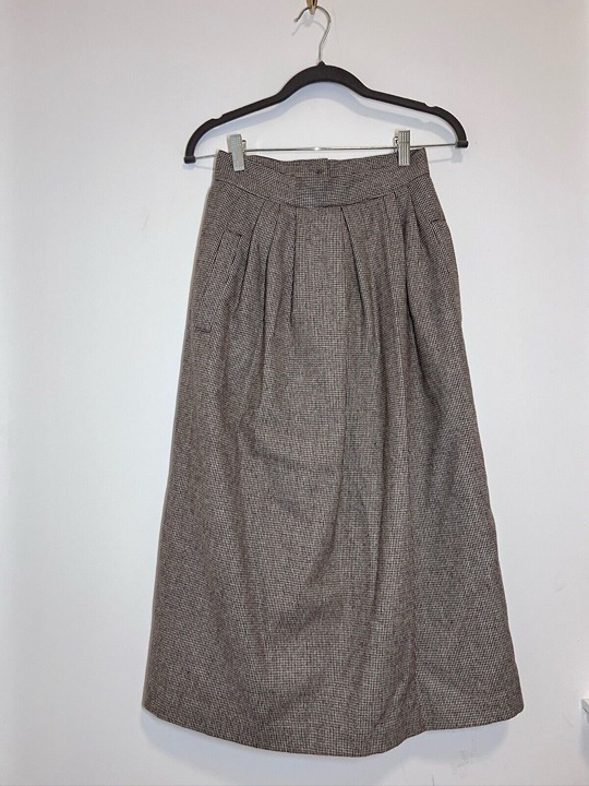 Vintage Wool Plaid Midi Skirt Size 4 NWT