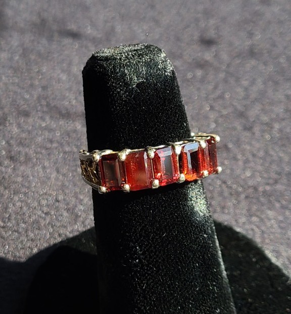 Garnet sterling silver ring