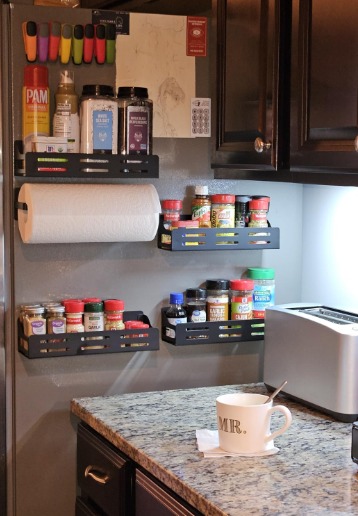 5 Pack Magnetic Spice Rack for Refrigerator with Paper Towel Holder