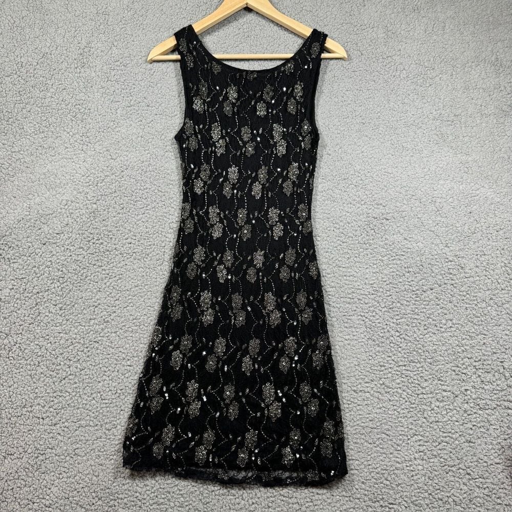 Alice & Olivia Sleeveless Dress Womens Size XS Extra Small Bodycon Beaded Black