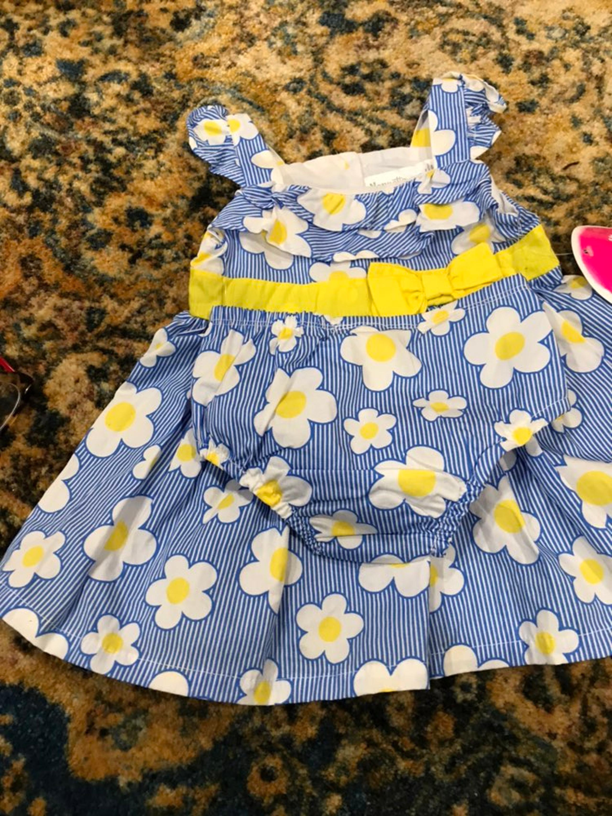 NWT Nannette Blue and Yellow 0-3 Months Dress and Bloomers