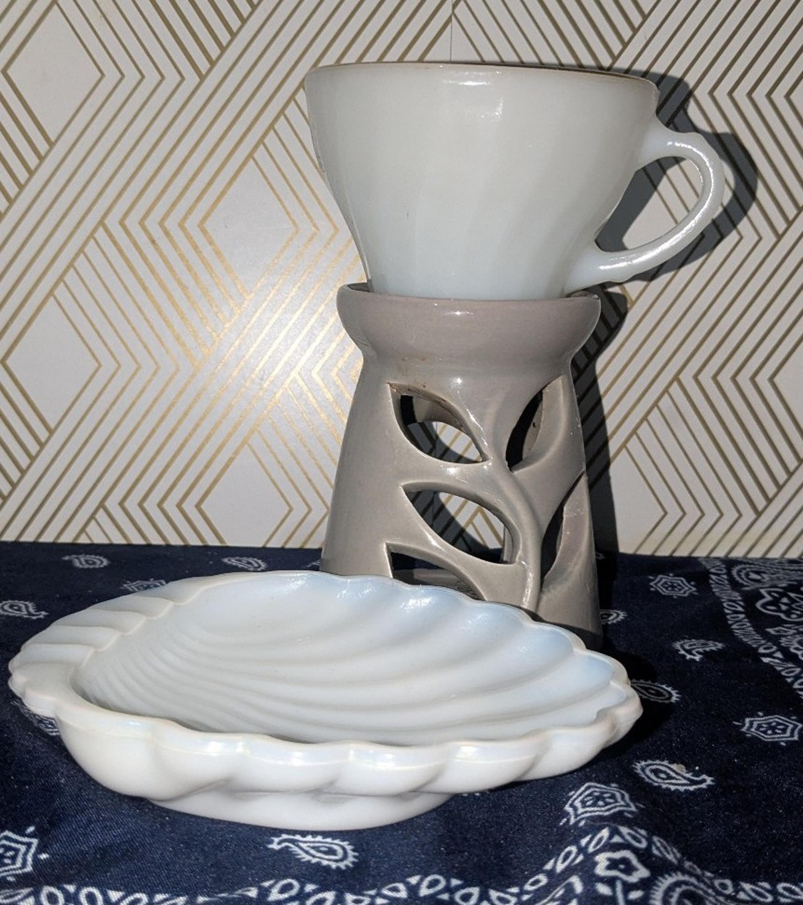 Anchor Hocking Fire King Milk glass cup with bonus dish
