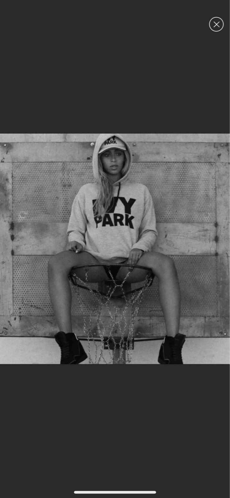 IVY PARK Beyonce Gray Black Graphic Oversized Hoodie Sweatshirt Sz Small RARE
