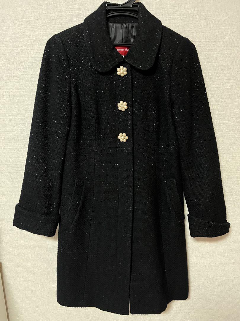Apuweiser-riche, a brand known for its feminine and elegant style, black coat.