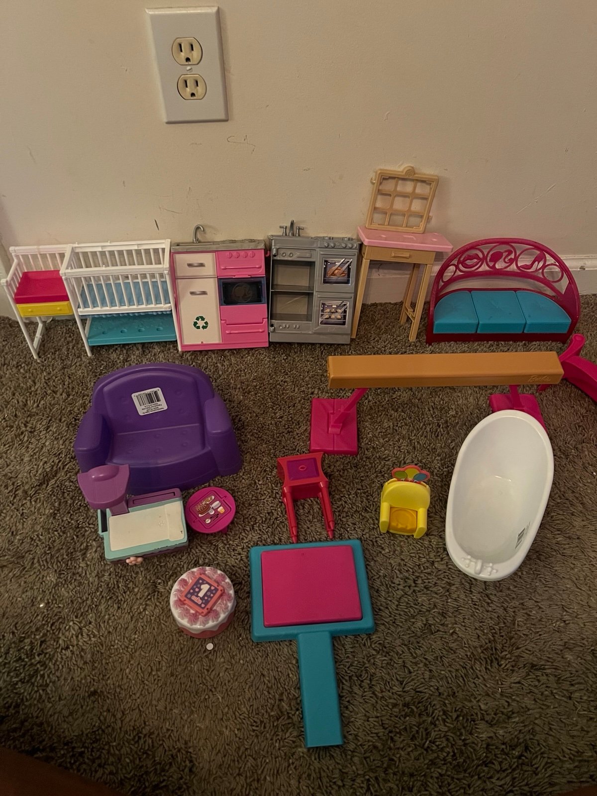 Lot of 15 doll house furniture toys
