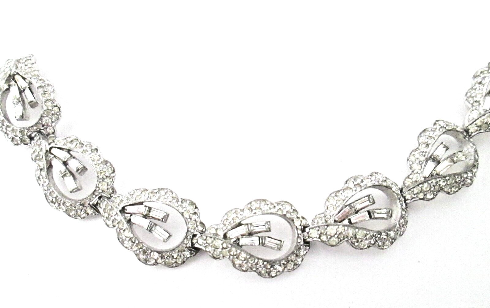 Mazer Signed Clear Rhinestone Link Bracelet