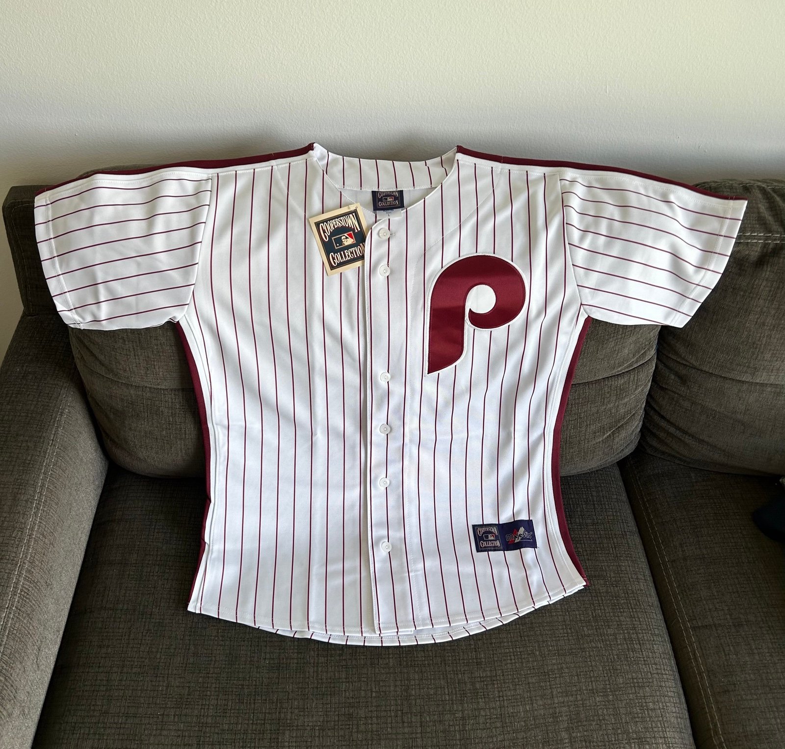 Majestic Authentic Philadelphia Phillies Cooperstown Throwback Jersey Men’s L