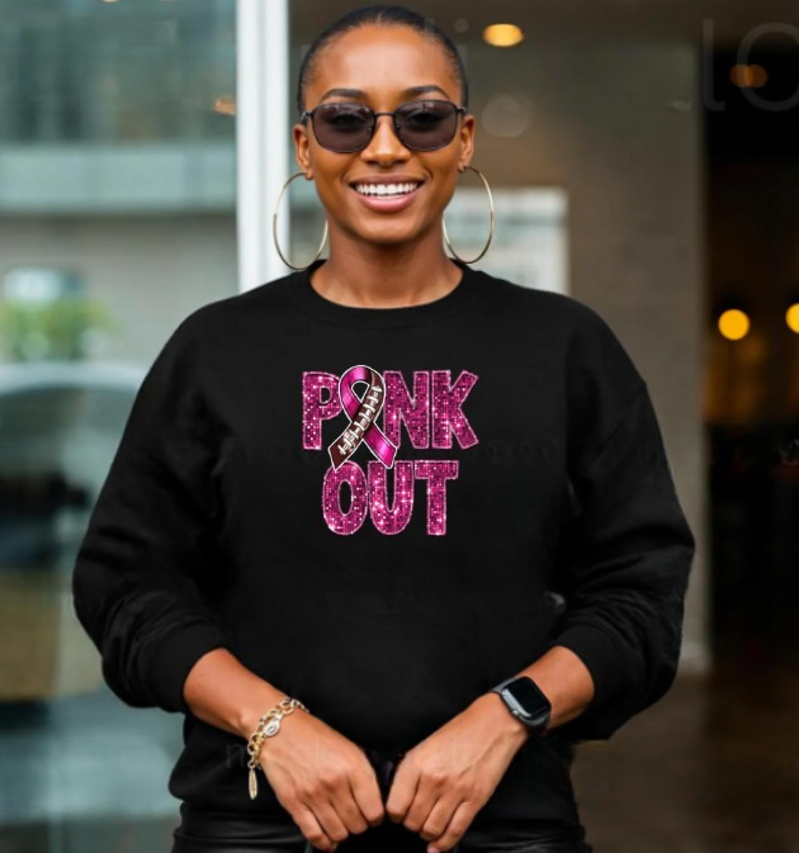 Pink Out (Faux Sequin/Glitter) Sweatshirt  Color: Black/ New)