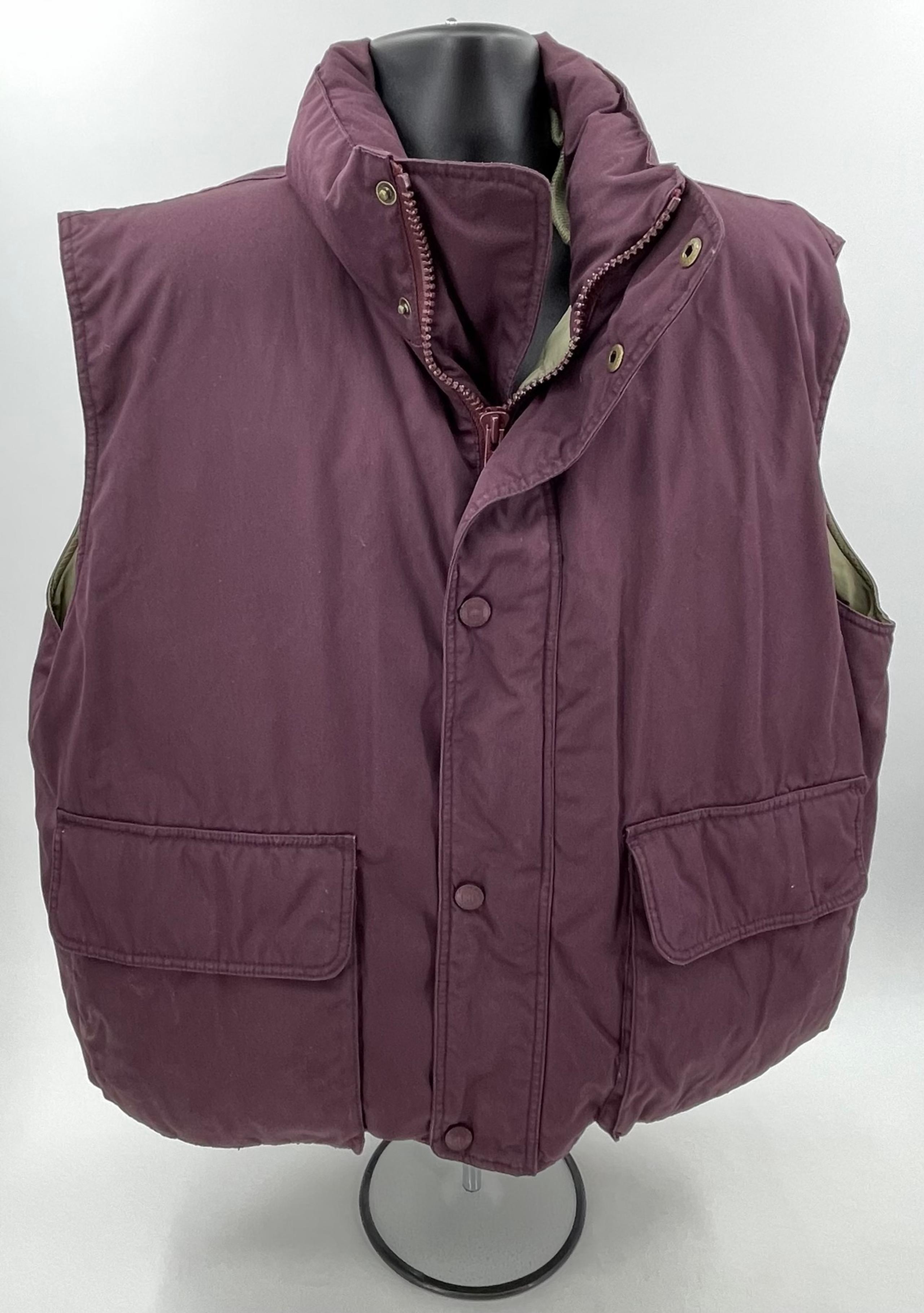 Cabelas Premier Northern Goose Down Puffer Vest Cotton Burgundy & Tan Mens XL