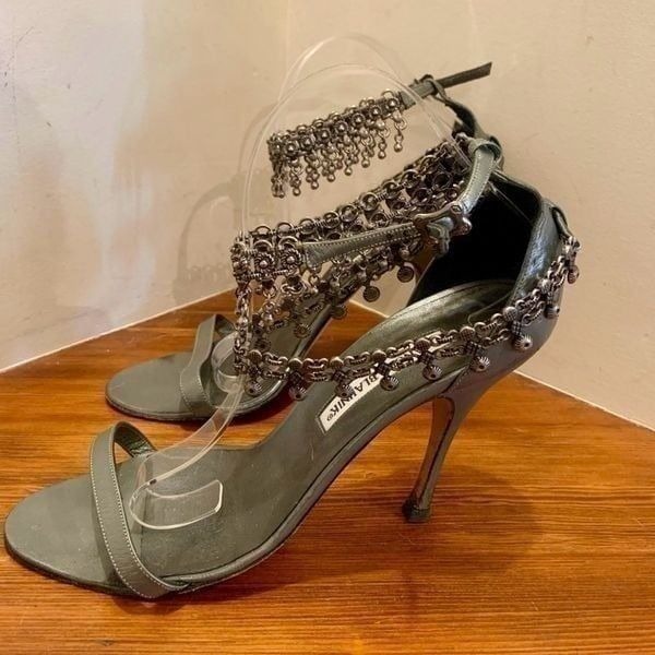 Manolo Blahnik Gunmetal Sandal As Is Eu 39