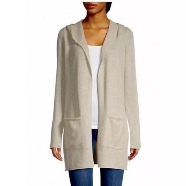 Saks Fifth Avenue 100% Cashmere Hooded Cardigan Size Small