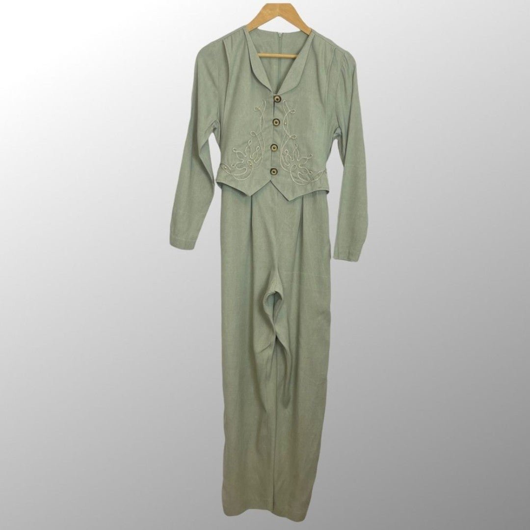 Vintage Jumpsuit Vest Light Academia Student Long Sleeves Art Teacher Modest