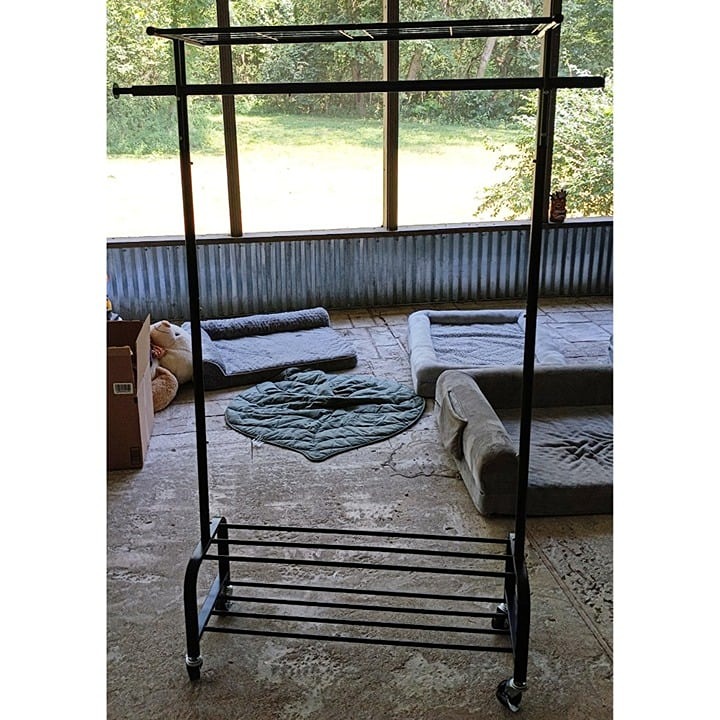 Multi-functional Portable Garment Rack with 360° Wheels and Triple Storage Shelf