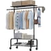 Multi-functional Portable Garment Rack with 360° Wheels and Triple Storage Shelf