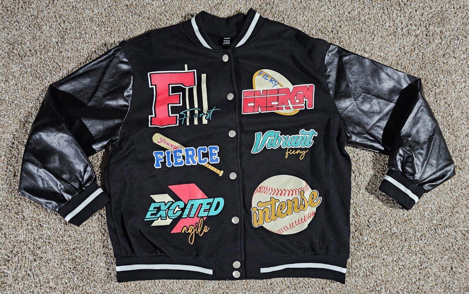 SHEIN fierce intense baseball Retro Varsity jacket Large