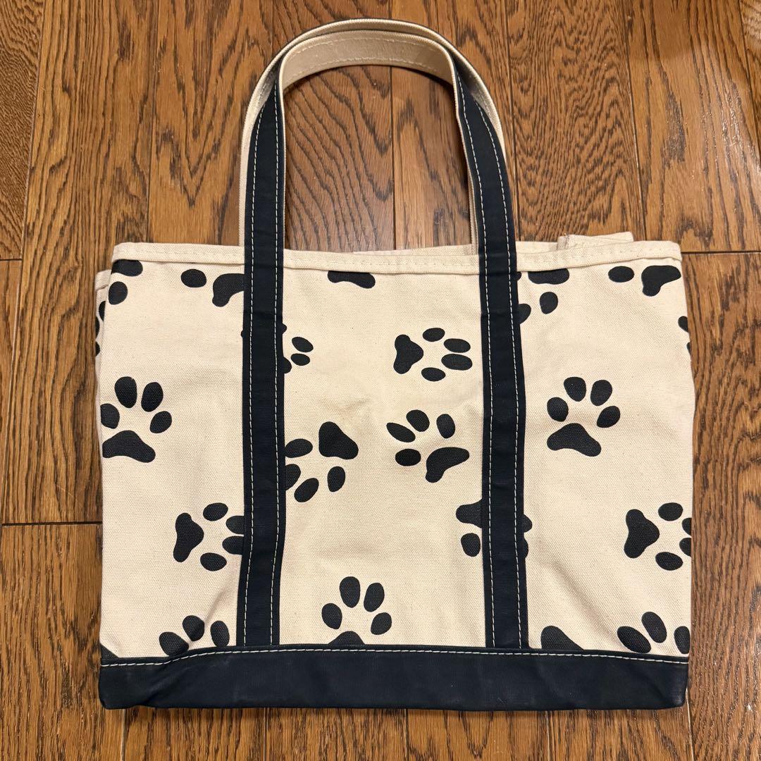 ★90s Limited Edition L.L.Bean Tote Bag Rare Footprint Paw Print/Handprint Pattern