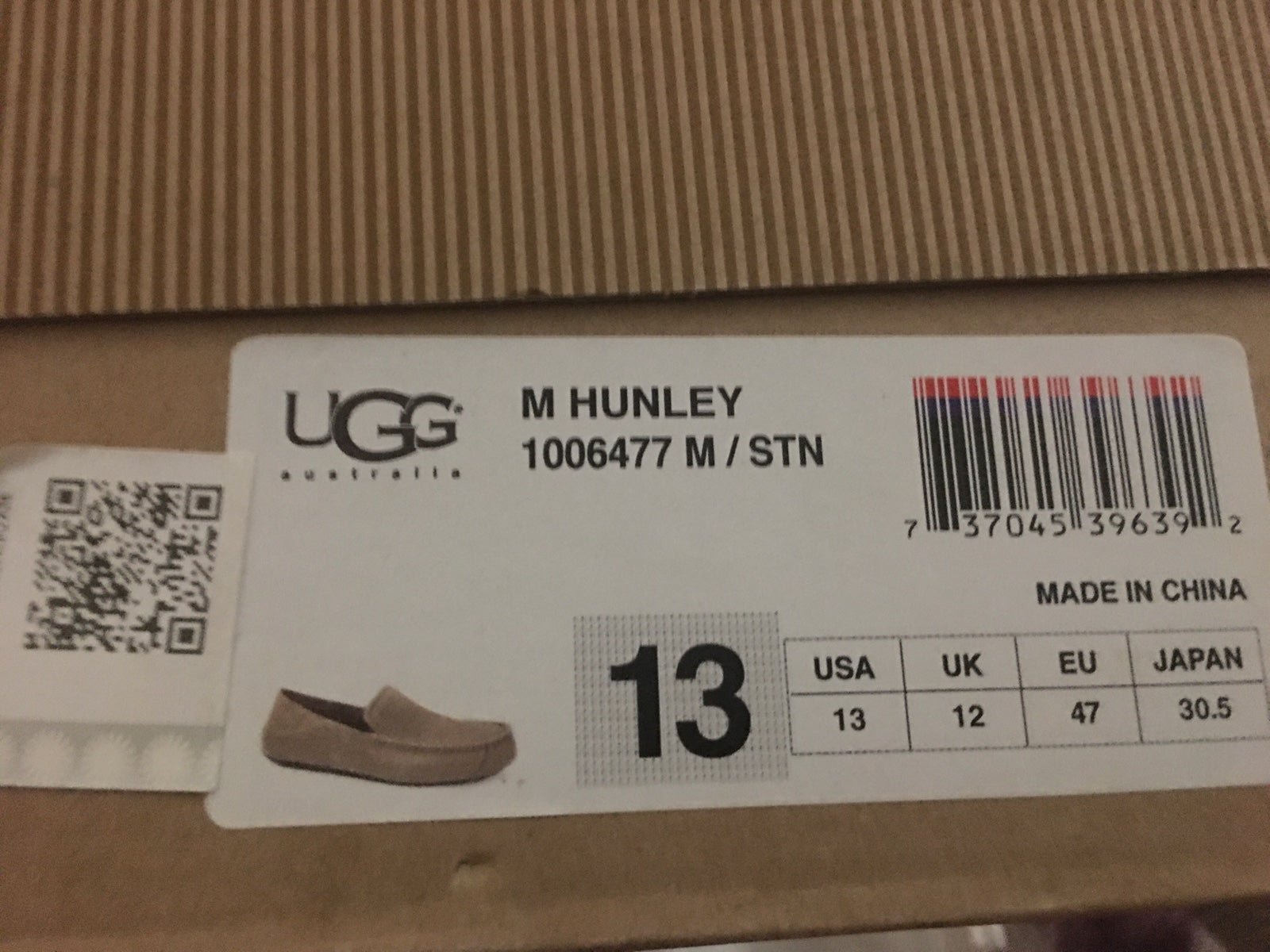 UGG M HUNLEY SATIN SIZE US13 MENS SHOES