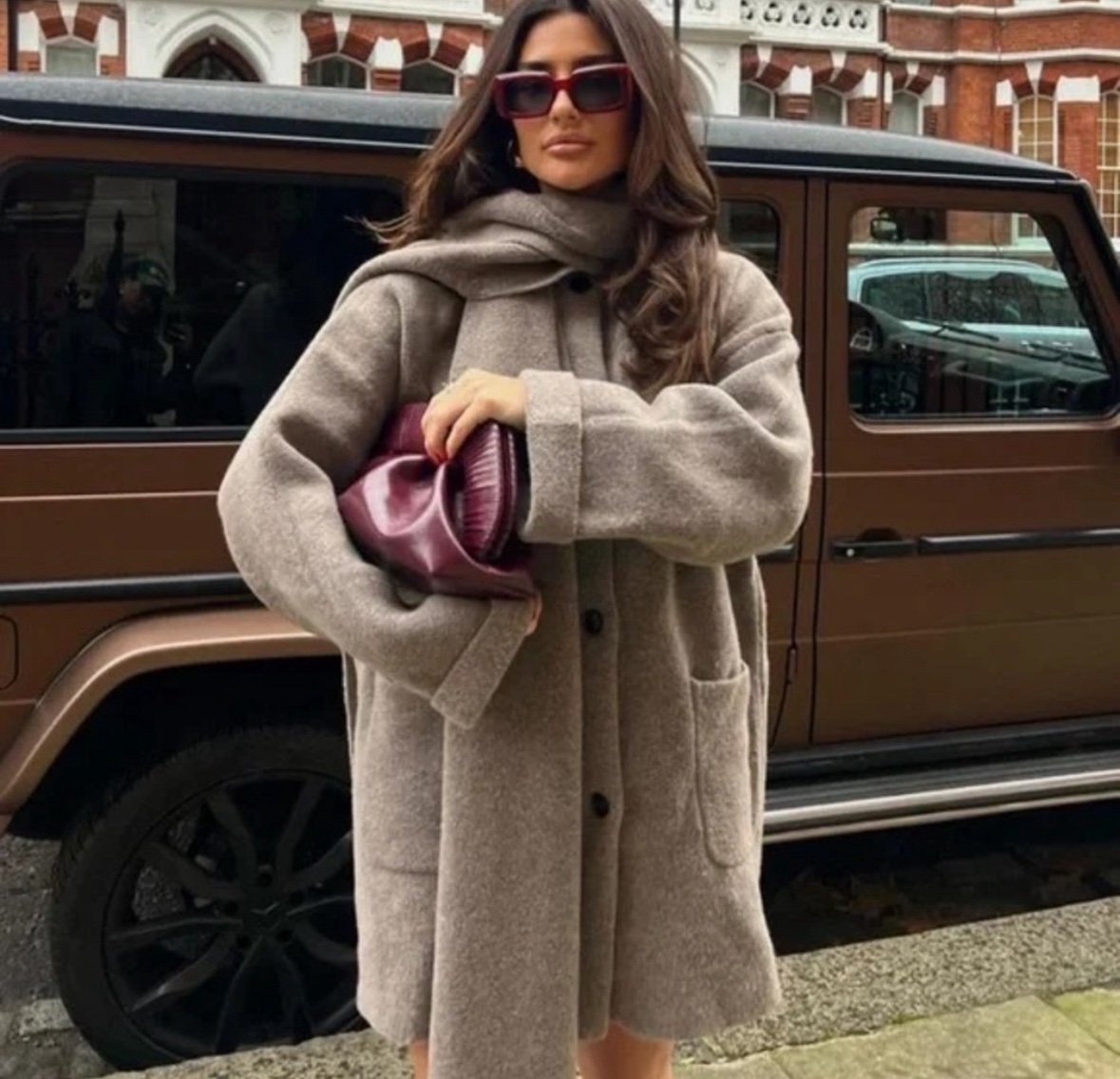 NWT Zara short knit coat with scarf blogger favorite small s mink marl viral
