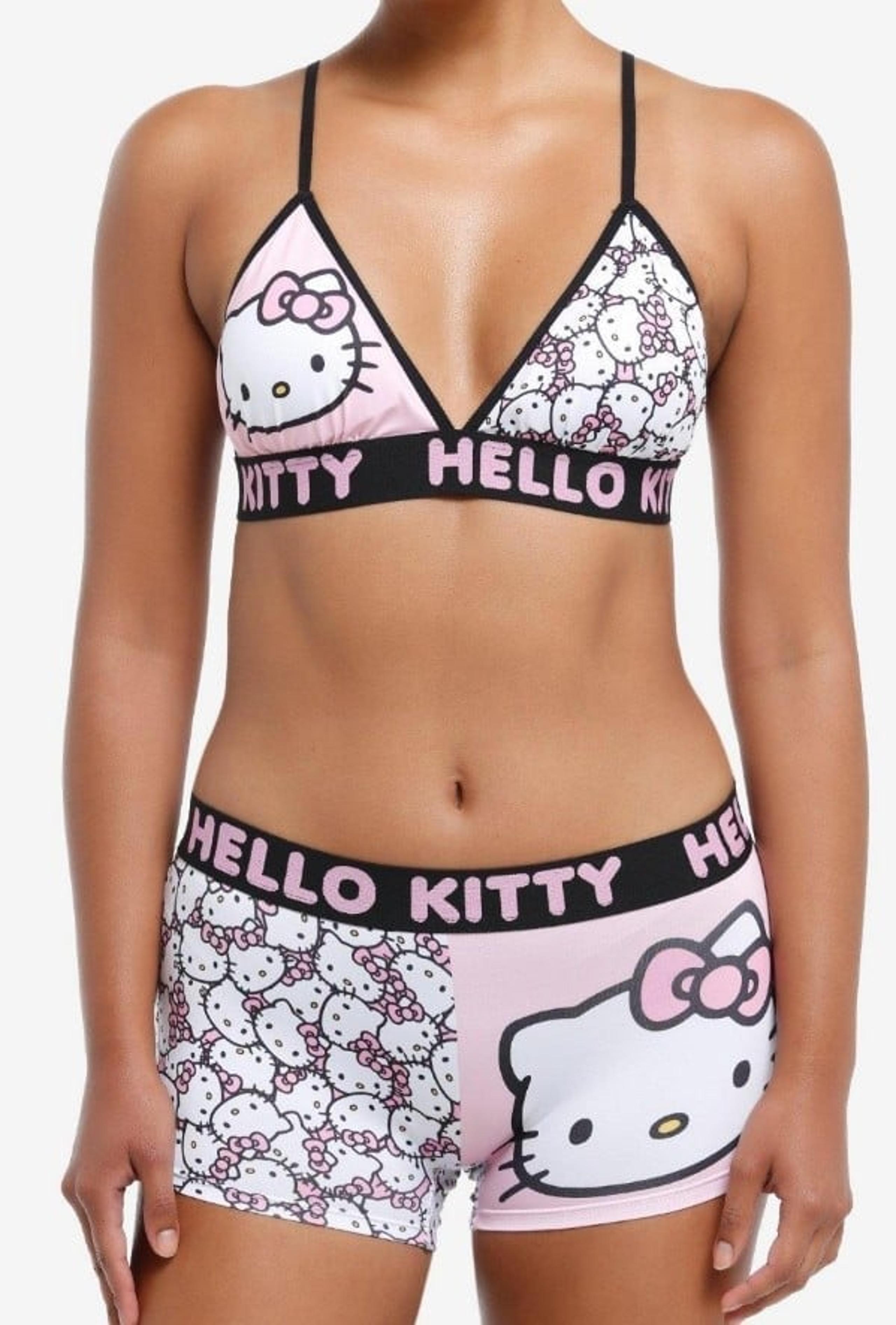 New Sanrio Hello Kitty Split Bra & Boyshort Panty Set - Medium