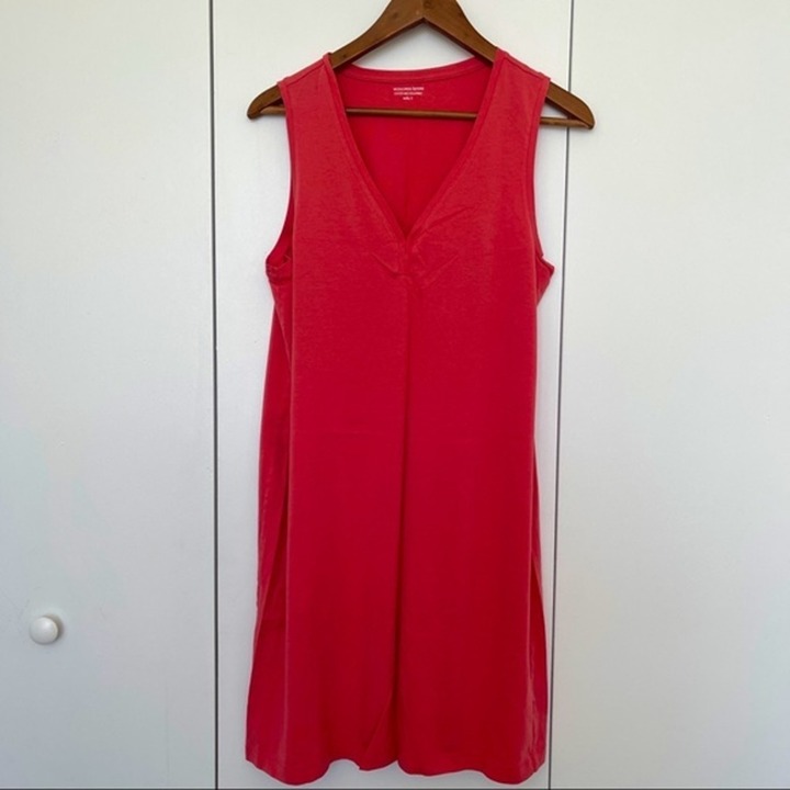 Women Dress t-shirt sleeveless pink Vneck Monoprix L salmon color