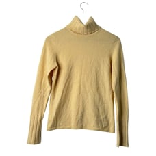 Kinross 100% Cashmere Sweater Size S Yellow Turtleneck Pullover Old Money Luxury