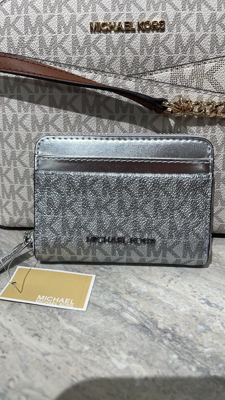 Michael Kors Women Medium Logo Zip Around Card Case Coin
