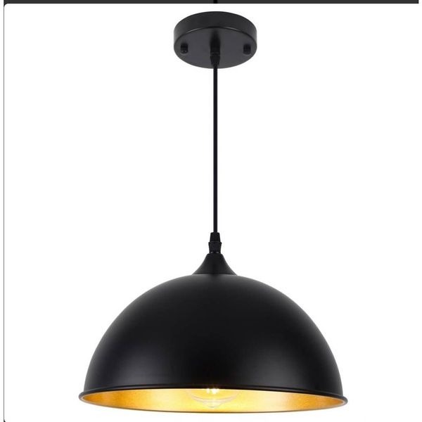 Black Pendant Light,1-Light Farmhouse Pendant Light with White Interior READ DES