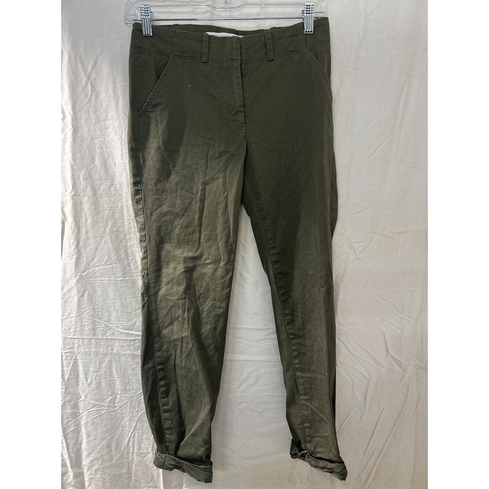 Veronica Beard Women's US Straight Leg Pant Army Green Olive Cuff Sz 2 Gorpcore