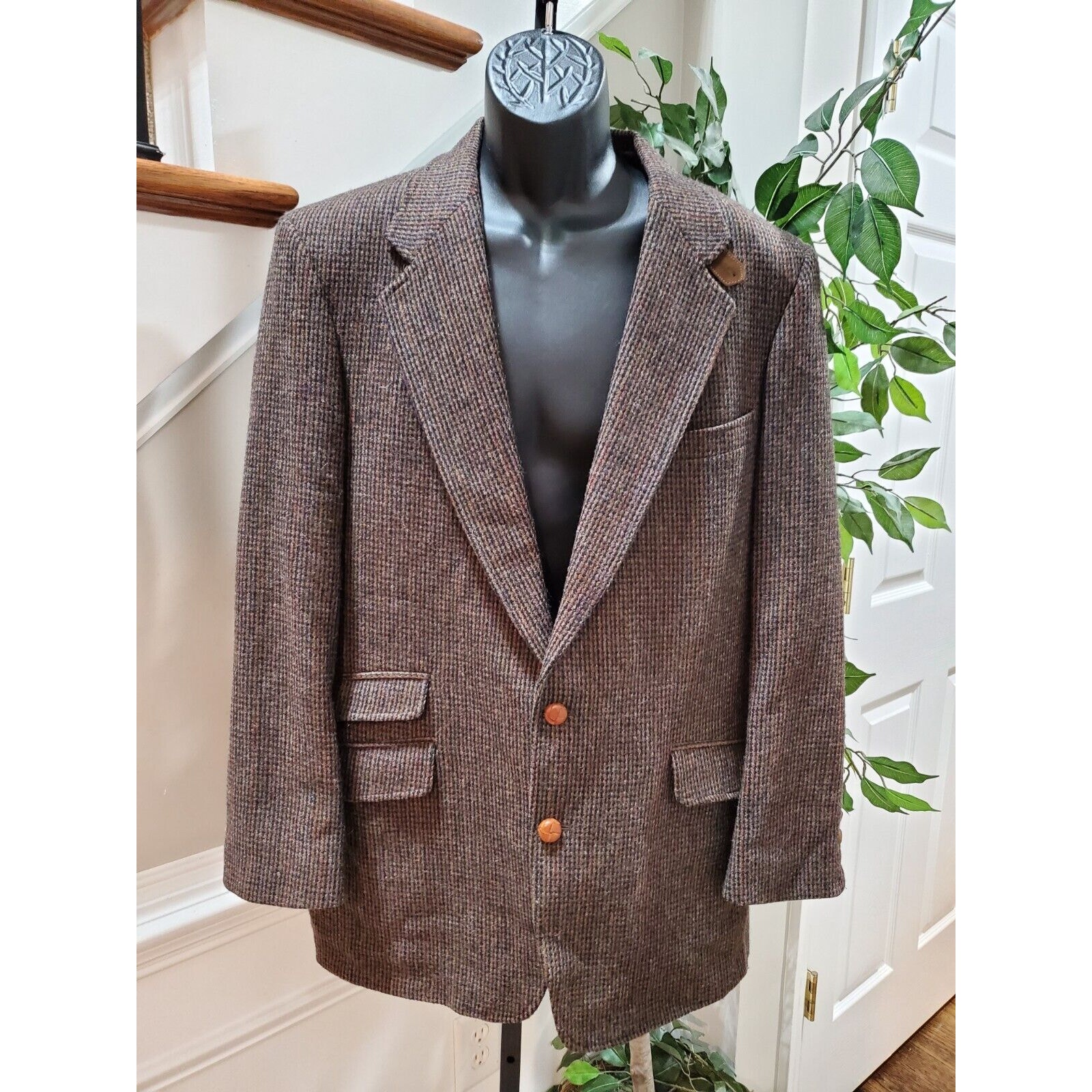 Arnold Palmer Men Brown Wool Single Breasted Long Sleeve Two Buttons Coat 42L
