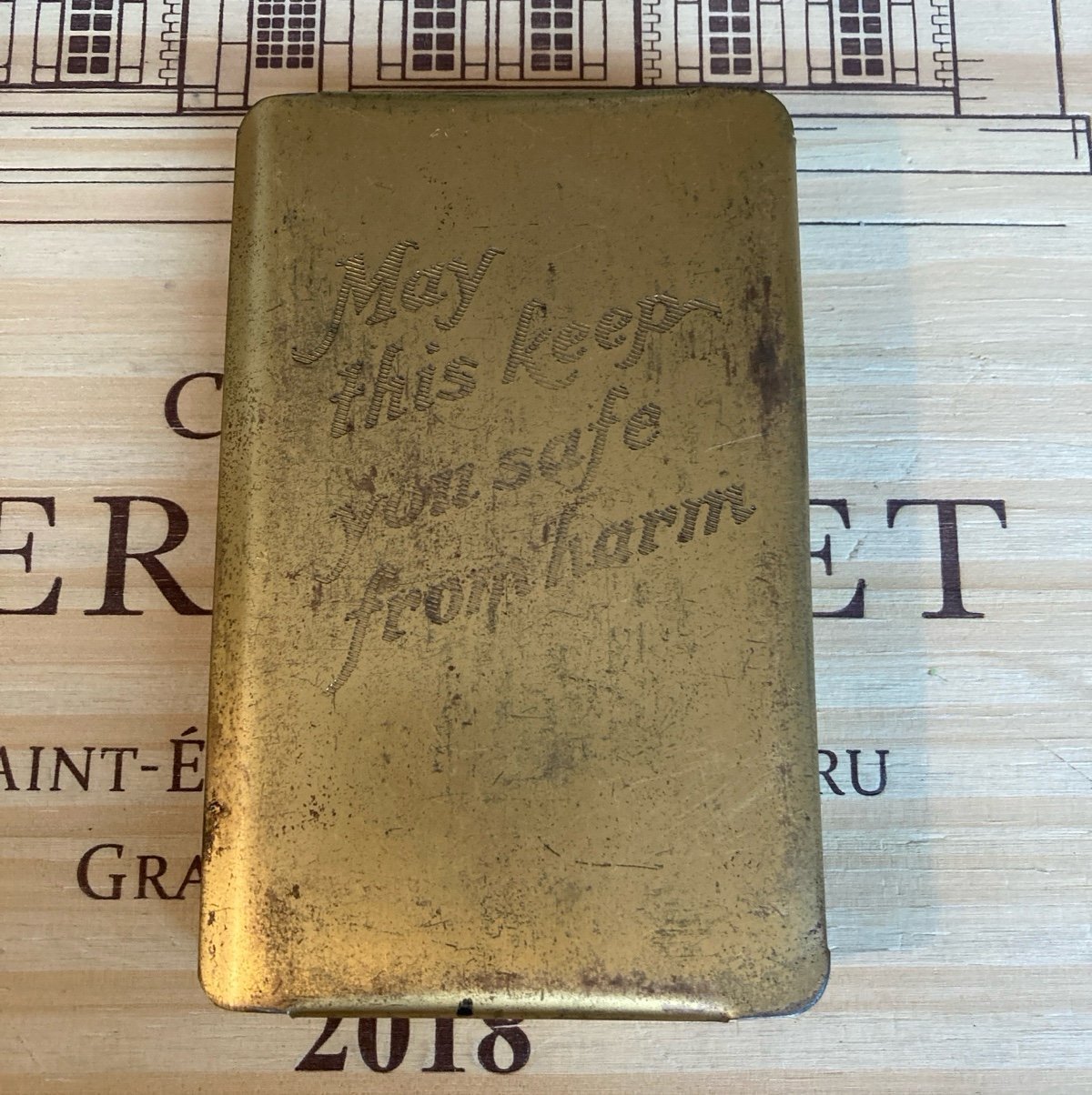 Vintage WW2 Brass Military Heart Shield Bible Book