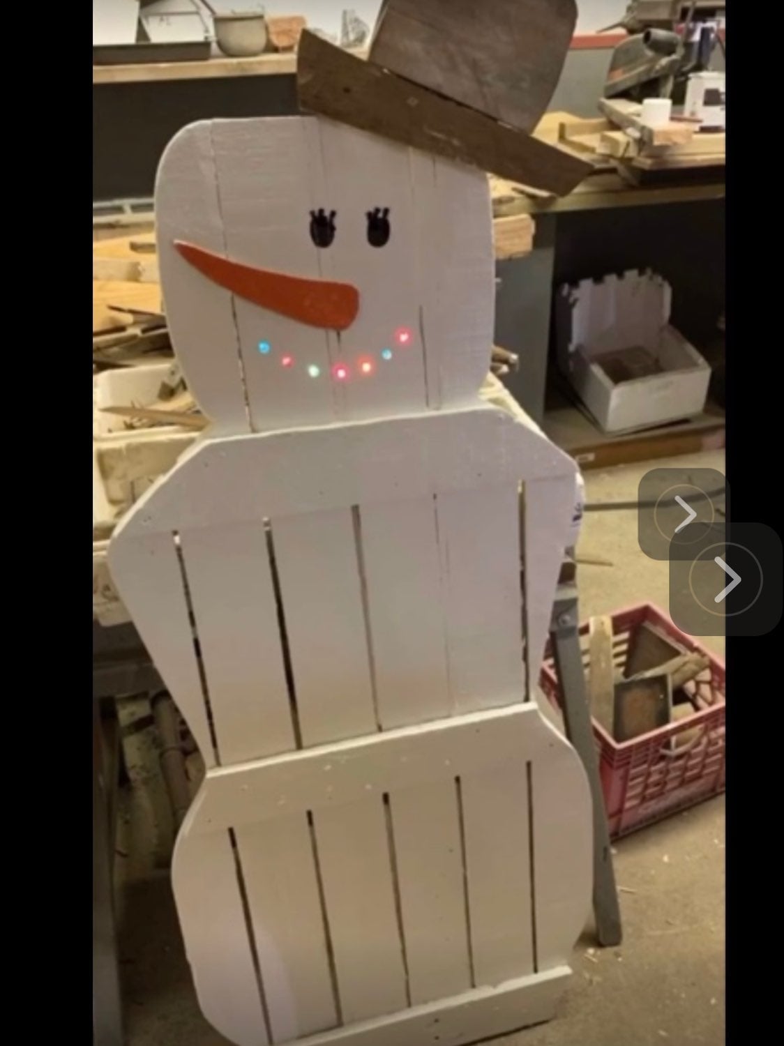 Hand made Winter wooden snowman holiday/seasonal decoration