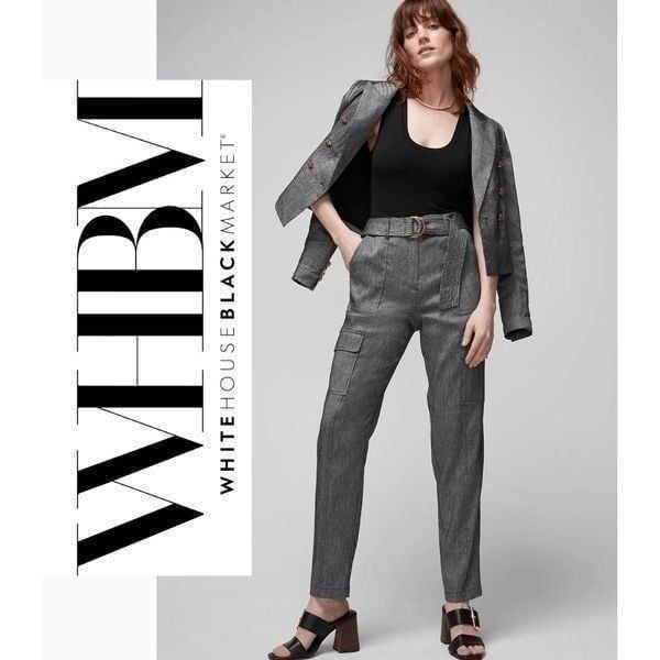 WHITE HOUSE BLACK MARKET Linen Belted Utility Pant SIZE 10 NWT