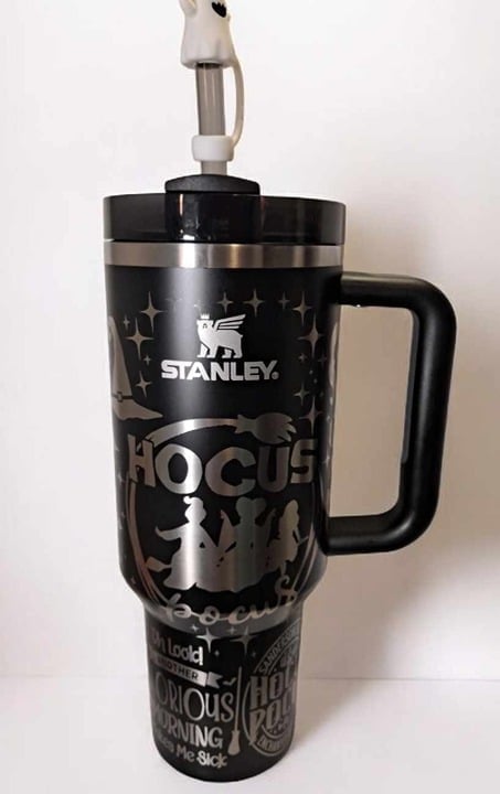 AUTHENTIC ENGRAVED 40oz STANLEY HOCUS POCUS TUMBLER BUNDLE BLACK GLOW NEW