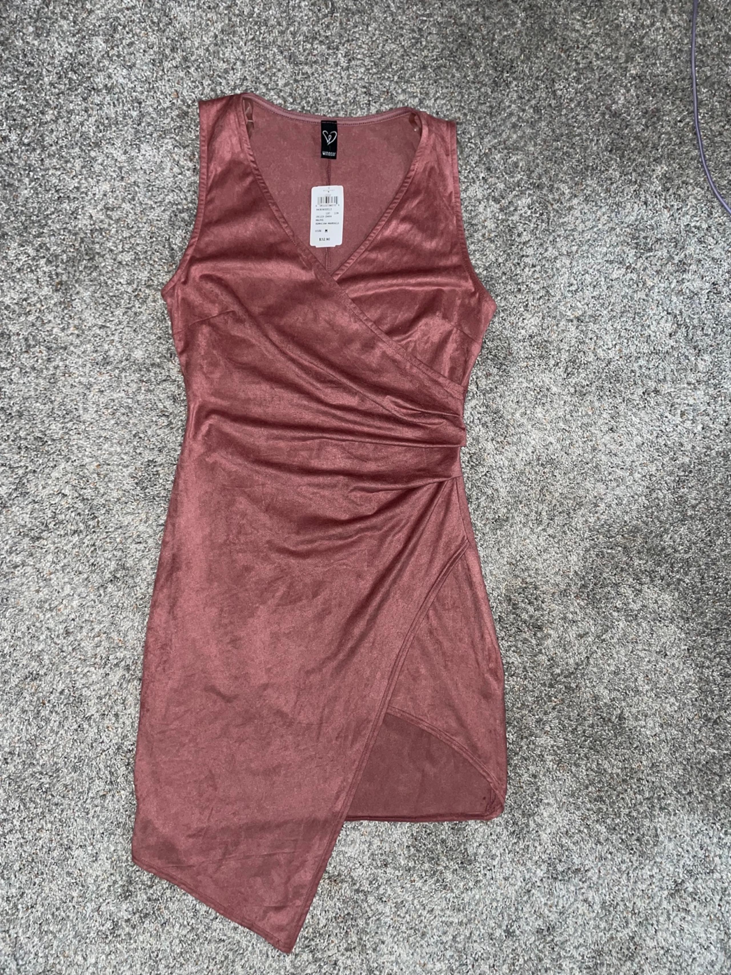 Windsor Faux Suede Mauve Pink Dress Size Medium NWT