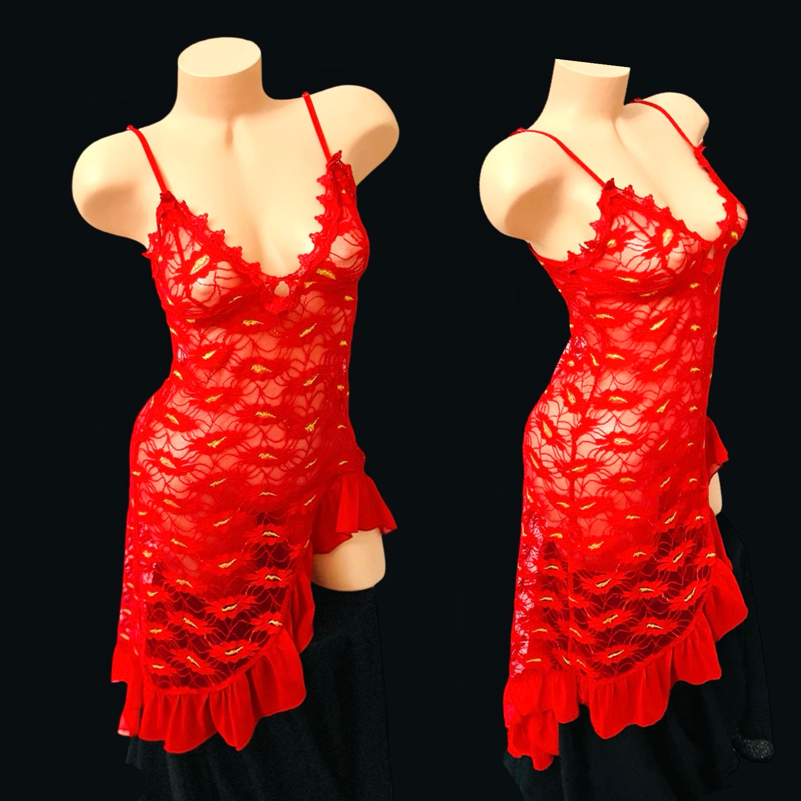 Crimson Red Lace Dress