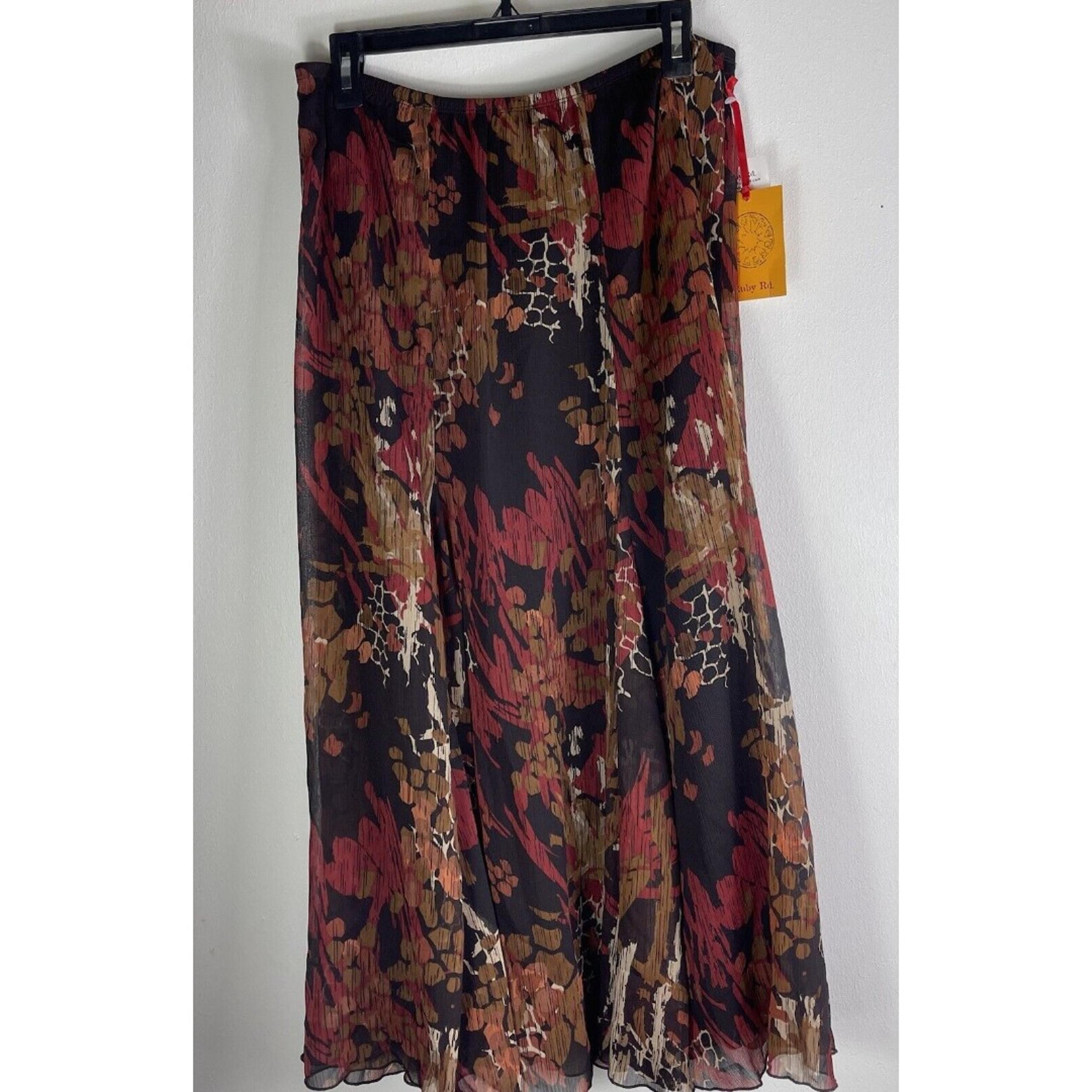 Ruby Rd. Maxi Skirt Crinkle Elastic Waist Size 10 Fall FairyGrunge Boho Hippie