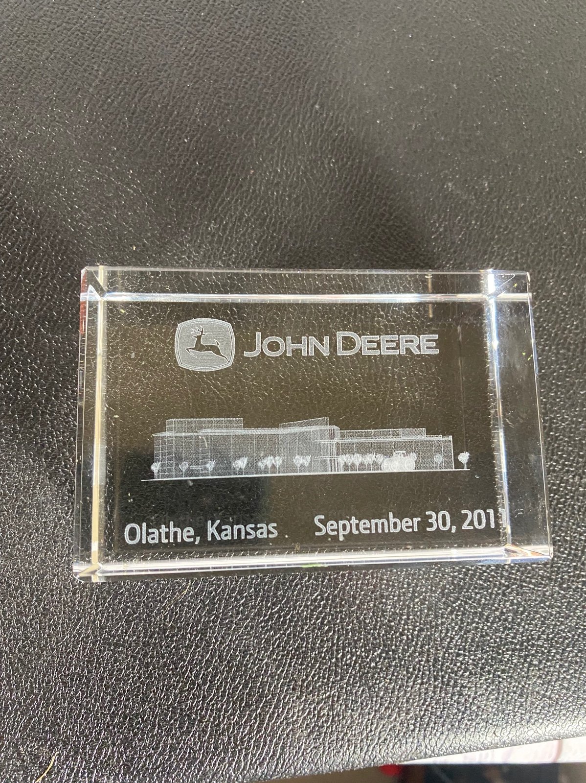 John Deere Olathe, Kansas Grand Opening Glass Paperweight