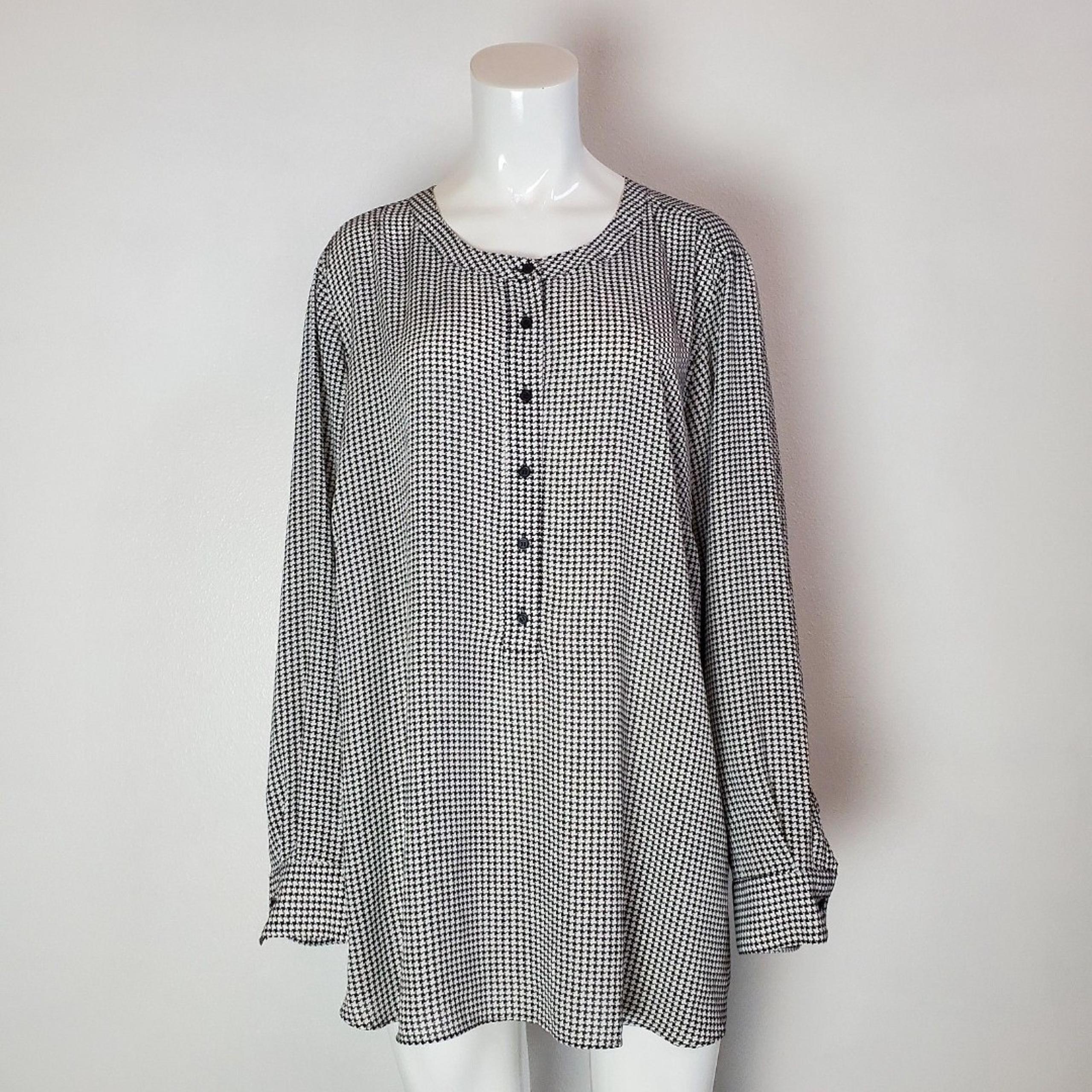 Lane Bryant Plus Size Black Houndstooth Blouse