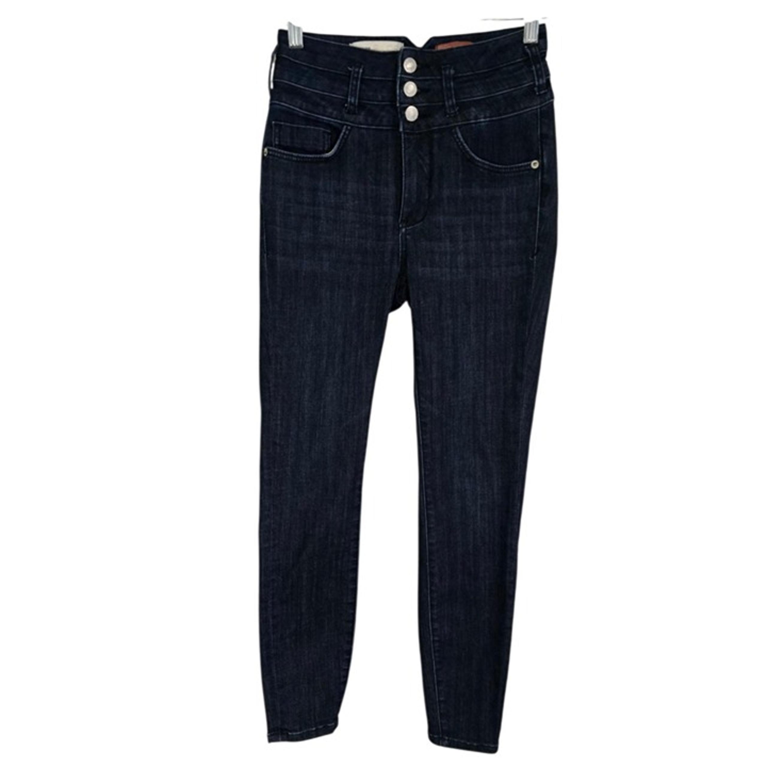 Anthropologie Pilcro Womens Blue Denim High Rise Skinny Jeans Dark Wash Size 26