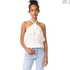 Alice + Olivia Monet Ruffled Silk Halter Top