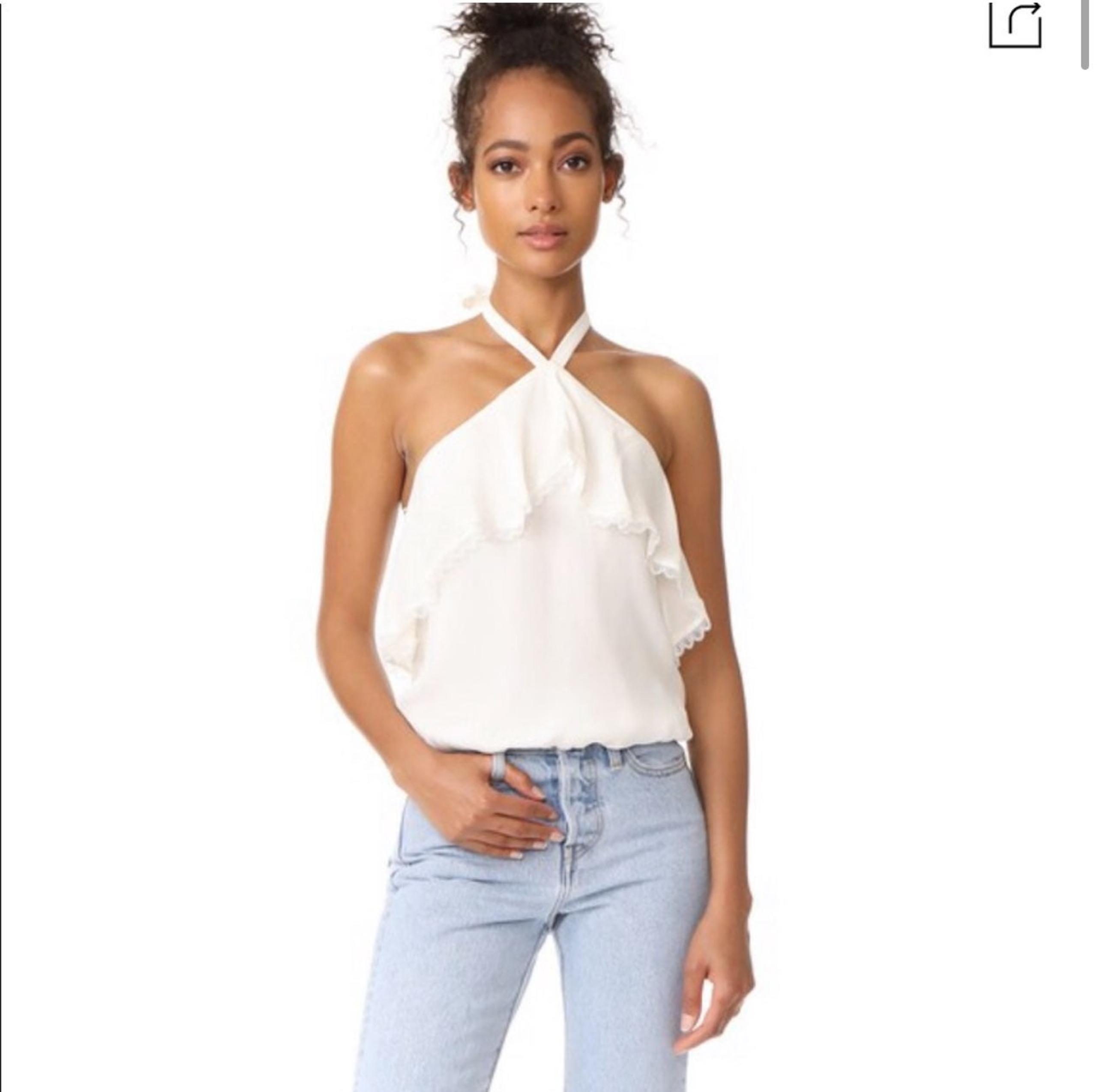 Alice + Olivia Monet Ruffled Silk Halter Top