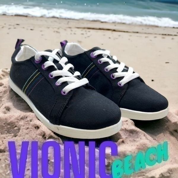 Vionic Beach Stinson Women’s 6 Lace Up Sneakers-Sustainable Black Comfort