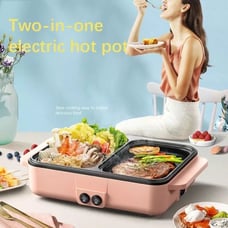 Random color will be chosen pink or white, new 2 in one Korean hot pot bbq gift